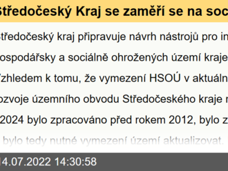 Středočeský Kraj se zaměří se na sociálně a hospodářsky slabá území