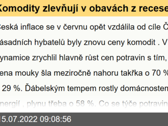 Komodity zlevňují v obavách z recese, inflaci však potlačí dál - Rozbřesk