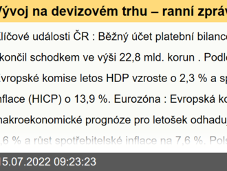 Vývoj na devizovém trhu – ranní zprávy 15.07.2022