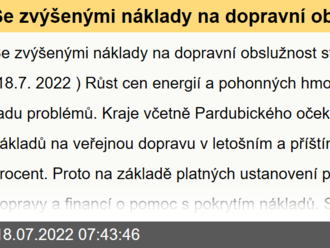 Se zvýšenými náklady na dopravní obslužnost stát nepomůže