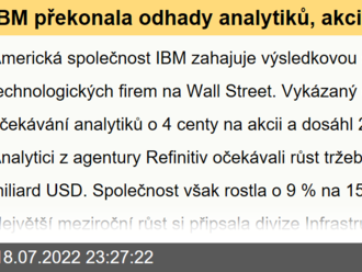 IBM překonala odhady analytiků, akcie přesto klesají