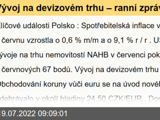 Vývoj na devizovém trhu – ranní zprávy 19.07.2022