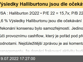 Výsledky Halliburtonu jsou dle očekávání prvotřídní - Summary