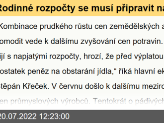 Rodinné rozpočty se musí připravit na další zdražování potravin