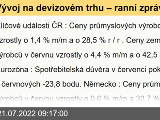 Vývoj na devizovém trhu – ranní zprávy 21.07.2022