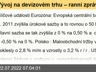 Vývoj na devizovém trhu – ranní zprávy 22.07.2022