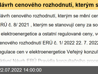 Návrh cenového rozhodnutí, kterým se mění cenové rozhodnutí ERÚ č. 8/2021, kterým se stanovují ceny za související službu v elektroenergetice a ostatní regulované ceny, ve znění cenového rozhodnutí ERÚ č. 1/2022