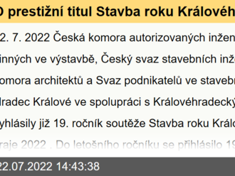 O prestižní titul Stavba roku Královéhradeckého kraje 2022 usiluje 19 staveb