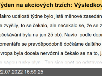 Týden na akciových trzích: Výsledkové sezóna podporuje akciové trhy - Komentář