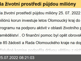 Na životní prostředí půjdou milióny