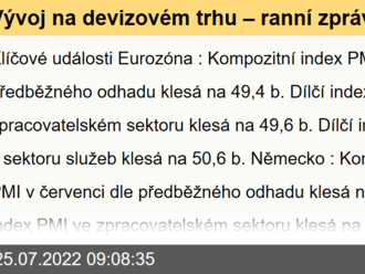 Vývoj na devizovém trhu – ranní zprávy 25.07.2022