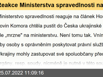 Reakce Ministerstva spravedlnosti na informace uveřejněné v článku Hospodářských novin