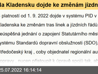 Na Kladensku dojde ke změnám jízdních řádů. Město se nadále odmítá podílet na spolufinancování veřejné dopravy