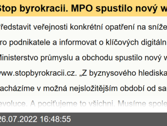 Stop byrokracii. MPO spustilo nový web pro podnikatele