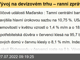 Vývoj na devizovém trhu – ranní zprávy 27.07.2022