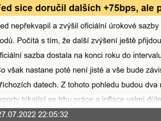 Fed sice doručil dalších +75bps, ale přiznal zpomalení - Jan Čermák