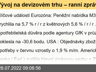 Vývoj na devizovém trhu – ranní zprávy 28.07.2022