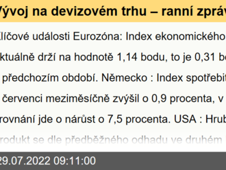 Vývoj na devizovém trhu – ranní zprávy 29.07.2022