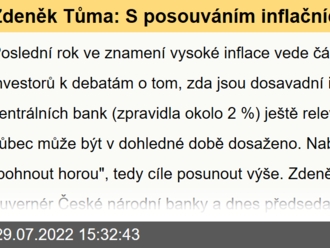 Zdeněk Tůma: S posouváním inflačních cílů centrálních bank bych byl velice opatrný