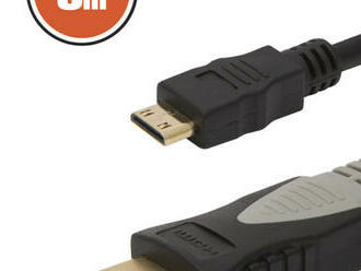 Mini HDMI kábel 3 m. Digitálny multimediálny kábel, ktorý prenáša audio a video signály prístrojov.