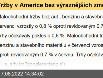 Tržby v Americe bez výraznějších změn