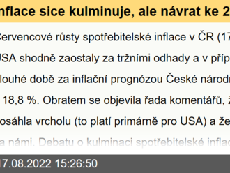 Inflace sice kulminuje, ale návrat ke 2 % může být hodně pomalý