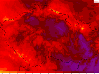 Včerejší maximální teploty se pohybovaly většinou do 34 °C, maximum naměřila stanice Borohrádek v Královehradeckém kraji, a to 35.2 °C.