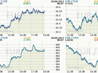 Koruna v blízkosti 24,50 EUR/CZK