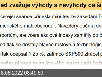 Fed zvažuje výhody a nevýhody dalšího utahování, americký maloobchod - Ranní komentář