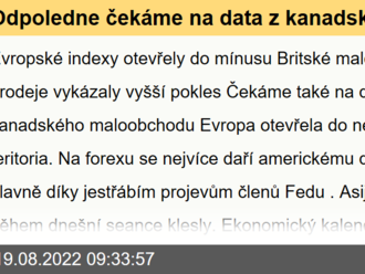 Odpoledne čekáme na data z kanadského maloobchodu - Ekonomický kalendář