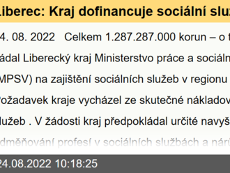 Liberec: Kraj dofinancuje sociální služby 117 miliony korun