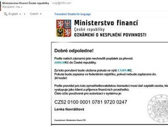 Ministerstvo financí varuje před podvodnými e-maily