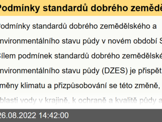 Podmínky standardů dobrého zemědělského a environmentálního stavu půdy v novém období SZP