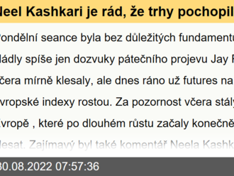 Neel Kashkari je rád, že trhy pochopily vzkaz a po Powellově projevu začaly klesat - Ranní komentář