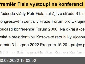 Premiér Fiala vystoupí na konferenci Forum 2000 - 31. srpna 2022