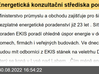 Energetická konzultační střediska poradí domácnostem i podnikatelům, jak na úspory energií