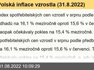 Polská inflace vzrostla  