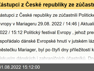 Zástupci z České republiky ze zúčastnili Politického festivalu Evropy v Mariageru