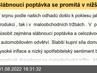 Slábnoucí poptávka se promítá v nižší aktivitě i cenových tlacích  