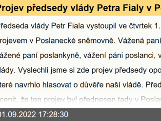 Projev předsedy vlády Petra Fialy v Poslanecké sněmovně