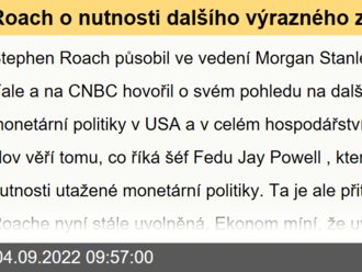 Roach o nutnosti dalšího výrazného zvýšení sazeb a nezaměstnanosti nad 5 % - Víkendář