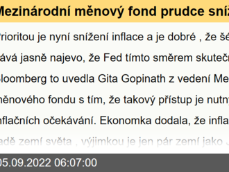 Mezinárodní měnový fond prudce snížil výhled růstu v Číně, držet směr při snižování inflace je nutnost