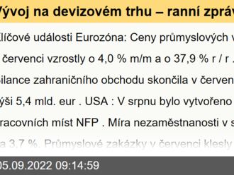 Vývoj na devizovém trhu – ranní zprávy 05.09.2022