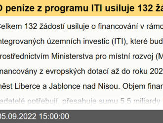 O peníze z programu ITI usiluje 132 žádostí. Liberec chce získat téměř dvě miliardy