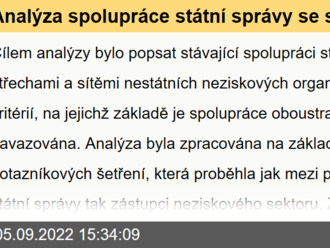 Analýza spolupráce státní správy se střešními organizacemi a sítěmi nestátních neziskových organizací