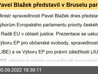 Pavel Blažek představil v Bruselu parlamentním výborům priority českého předsednictví v oblasti justice