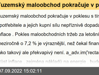 Tuzemský maloobchod pokračuje v poklesu