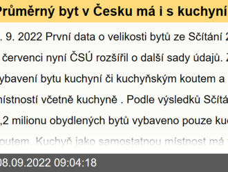 Průměrný byt v Česku má i s kuchyní 3,9 obytných místností