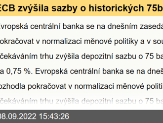 ECB zvýšila sazby o historických 75bps