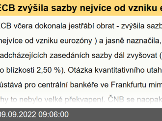 ECB zvýšila sazby nejvíce od vzniku eurozóny a půjde dál - Rozbřesk